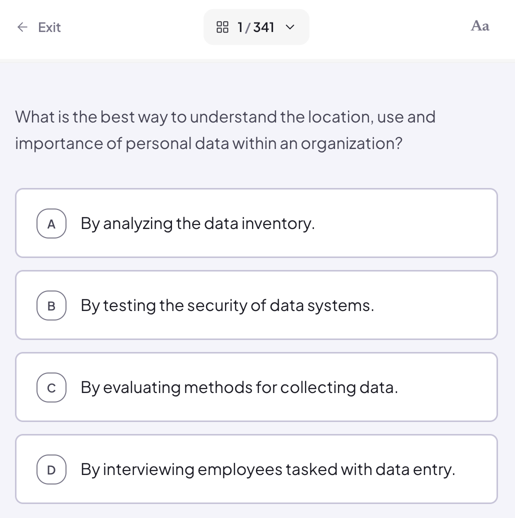 A CIPM practice question on Cert Made Easy